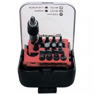 Set biti, adaptor magnetic, 18 piese in cutie de plastic, MTX MASTER