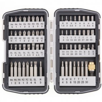 Set biti, adaptor magnetic, 64 piese in cutie de plastic, MTX