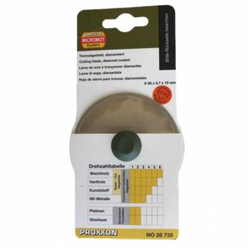 Disc diamantat continuu pentru FET, taiere ceramica, fibra de sticla Proxxon 28735, O85 mm