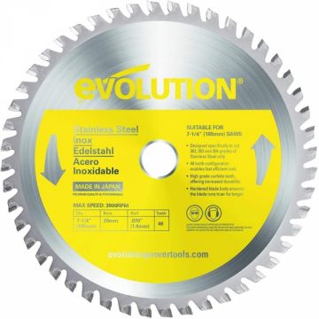Disc pentru fierastrau circular, taiere inox Evolution S185TCT-48CS-7171, O185x20 mm, 48 dinti