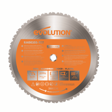 Disc pentru fierastrau circular, taiere multifunctionala Evolution RAGEBLADE355MULTI-1268, O355 x 25.4 mm, 36 dinti