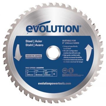 Disc pentru fierastrau circular, taiere otel Evolution EVOBLADE230-0453, O230 x 25.4 mm, 48 dinti