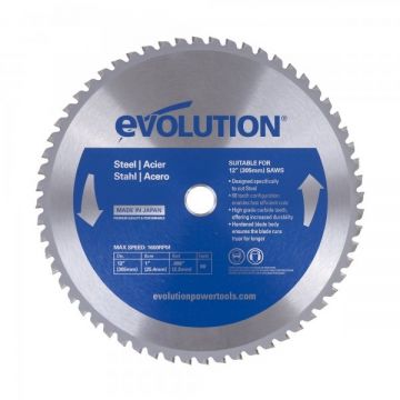 Disc pentru fierastrau circular, taiere otel Evolution M305TCT-60CS-0491, O305 x 25.4 mm, 60 dinti