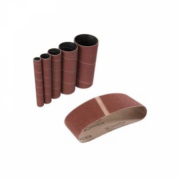 Set banda si clindri de slefuire pentru masina de slefuit cu ax GSBSM 450 Guede 38365, K150, 6 piese