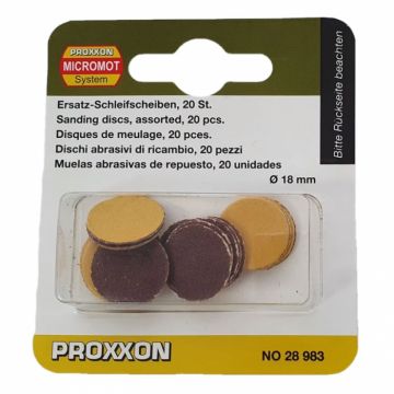 Set discuri de slefuire autoadezive Proxxon 28983, O18 mm, granulatie K120-K150, 20 piese