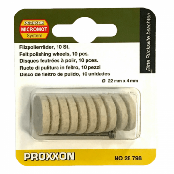 Set discuri din pasla, lustruire metal Proxxon 28798, O22 mm, 11 piese