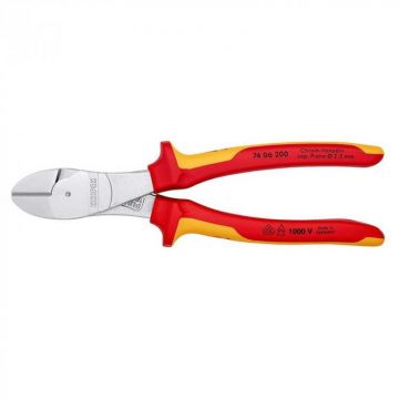 Cleste cu taiere diagonala, maner izolat Knipex 74 06 200 T, 200 mm