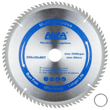 Panza de fierastrau pentru lemn, Widia, 250x30mm, 80 dinti, KP2289