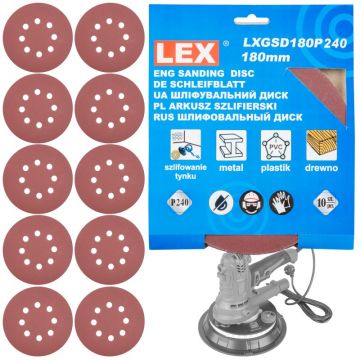 Disc abraziv,180mm, P240, pentru masina de slefuit pereti, 10 bucati, KP180240