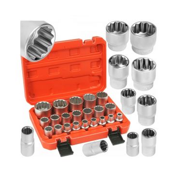 Trusa tubulare 12 colturi, spline, 21 piese, 8 - 36 mm, 1/2, Verke