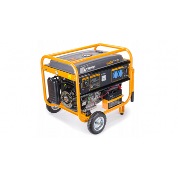 Generator curent electric 6500 W, 6,5 KW, 220 V, Pornire la Cheie, Automata, Roti si Manere, stabilizator de tensiune (AVR), monofazat, protectie suprasarcina, Powermat