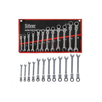 Set chei cu clichet si balama, 12 piese, 8 - 19 mm, Silver