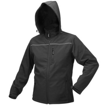 Geaca softshell Yato YT-79554, cu gluga, rezistenta la apa 9000, marimea XXL, Negru