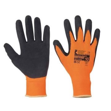 Mănuși de protecție fără cusături Cerva Palawan Orange, cu strat de latex, marimea L