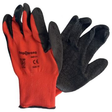 Mănuși de protecție fără cusături Topstrong Red, cu strat de latex, marimea L