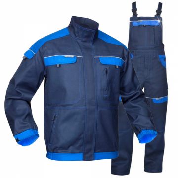 Set costum cu pantaloni de lucru cu pieptar COOL TREND - bleumarin albastru