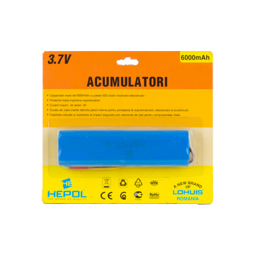 Acumulator Hepol Li-ion, 3.7V, 6000mAh