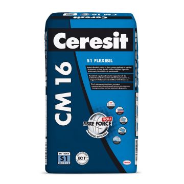 Adeziv flexibil pentru gresie si faianta Ceresit CM 16, interior/exterior, 25 kg