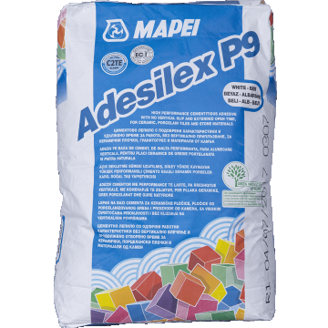 Adeziv flexibil pentru gresie si faianta, Mapei Adesilex P9, interior/exterior, alb, 25 kg