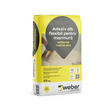 Adeziv pentru piatra naturala si placari portelanate, Weber Marmoplus, 25 kg