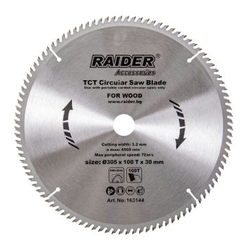 Disc circular debitare lemn Raider, 305 x 30 x 2.5 mm