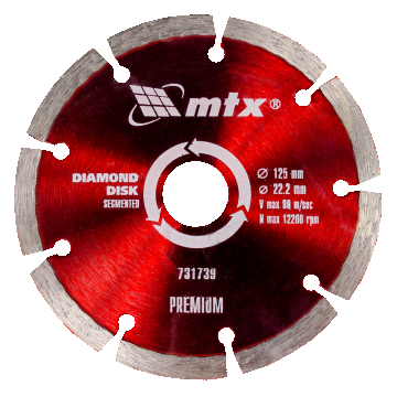 Disc diamantat debitare beton MTX Premium, 125 x 22.2 mm