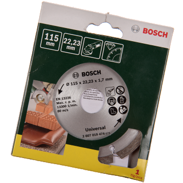 Disc diamantat debitare materiale constructii Bosch Universal, 115 x 22.3 x 1.7 mm