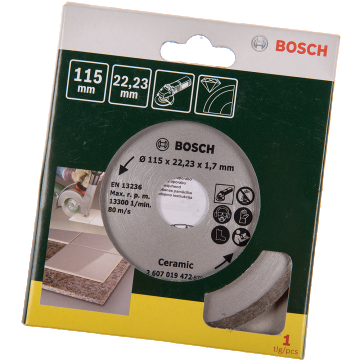 Disc diamantat debitare placi ceramice, Bosch Turbo, 115 x 22.3 x 1.7 mm