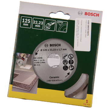 Disc diamantat debitare placi ceramice, Bosch Turbo, 125 x 22.3 x 1.7 mm