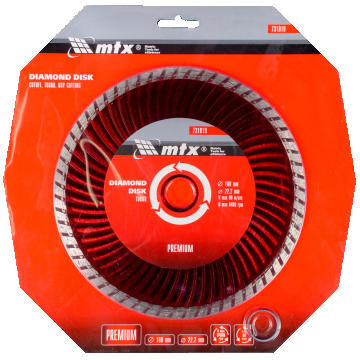 Disc diamantat taiere uscata MTX Premium Turbo, 180 x 22.2 mm