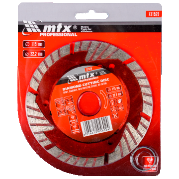 Disc diamantat taiere uscata MTX Professional, 115 x 22.2 mm