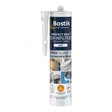 Etansant hibrid pentru acoperisuri si terase Bostik Stop Infiltratii, interior/exterior, maro, 290 ml