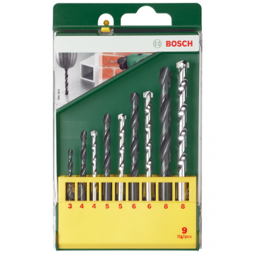 Set 9 burghie Bosch, pentru metal si zidarie, 3 - 8 mm