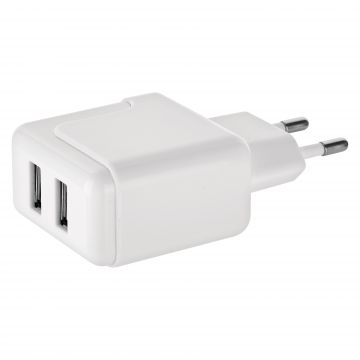 Set de incarcare SMART Emos, adaptor USB de retea + cablu micro USB 1 m + USB-C adaptor, dual, alb