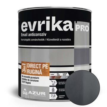 Vopsea alchidica Azur Evrika Pro direct pe rugina, gri, 0.75 l