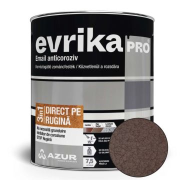 Vopsea alchidica Azur Evrika Pro direct pe rugina, maro, lovitura de ciocan, 0.75 l