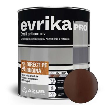 Vopsea alchidica Azur Evrika Pro direct pe rugina, maro lucios, 0.75 l