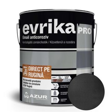 Vopsea alchidica Azur Evrika Pro direct pe rugina, negru, fier forjat, 2.5 l