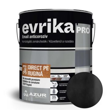 Vopsea alchidica Azur Evrika Pro direct pe rugina, negru lucios, 2.5 l