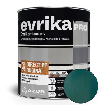 Vopsea alchidica Azur Evrika Pro direct pe rugina, verde lucios, 0.75 l