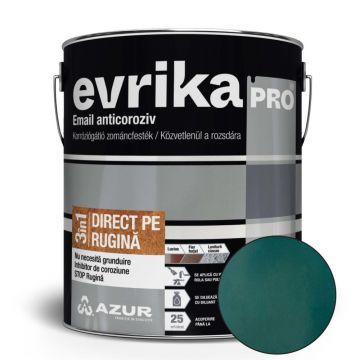 Vopsea alchidica Azur Evrika Pro direct pe rugina, verde lucios, 2.5 l