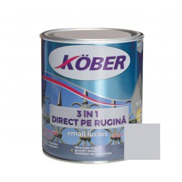 Vopsea alchidica/email pentru metal Kober 3 in 1, interior / exterior, argintiu, 0,75 L