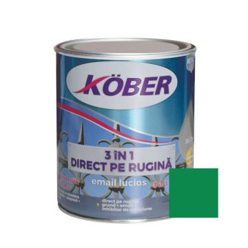 Vopsea alchidica/email pentru metal Kober 3 in 1, interior / exterior, verde, 0,75 L