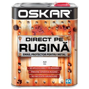 Vopsea alchidica Oskar Direct pe rugina , interior / exterior, alb - mat, 2.5 L