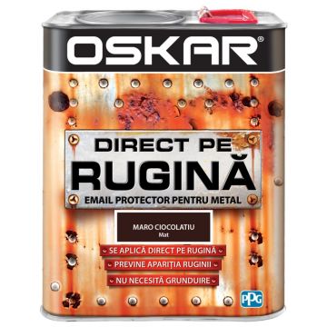 Vopsea alchidica Oskar Direct pe rugina, interior / exterior, ciocolatiu mat, 2.5 L