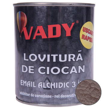 Vopsea email Vady lovitura de ciocan 3 in 1,  maro , 0.75 l