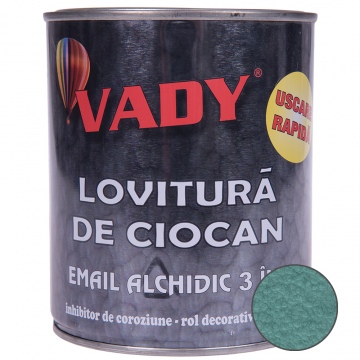 Vopsea email Vady lovitura de ciocan 3 in 1, verde, 0,75 l