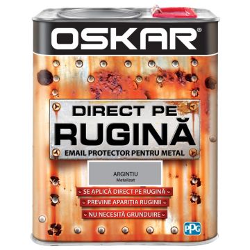 Vopsea Oskar Direct pe rugina, argintiu metalizat, interior/exterior, 2,5 l