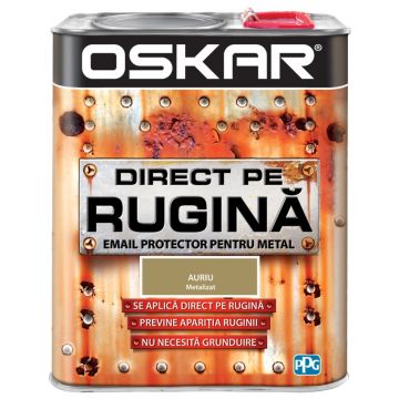 Vopsea Oskar Direct pe rugina, auriu metalizat, interior/exterior, 2,5 l