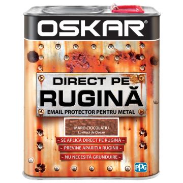 Vopsea Oskar Direct pe rugina, maro ciocolatiu lovitura de ciocan, interior/exterior, 2,5 l